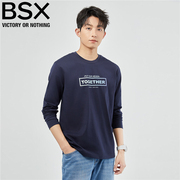 bsx男装t恤字母，印花纯棉圆领长袖，t恤13091794