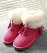 雪地靴低筒磨砂皮女棉鞋，冬季舒适保暖牛筋底防滑休闲百搭女鞋