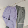 110－160春季童装女童休闲运动裤儿童上学裤子长裤灰色浅紫色