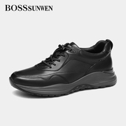 BOSSsunwen运动休闲鞋透气春夏慢跑鞋减震真皮免系带舒适男鞋