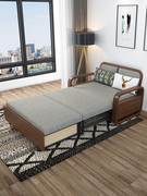 实木推拉沙发床可折叠单人1.2米多功能带储物柜客厅两用木制