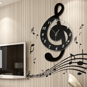 音乐音符北欧客厅家用时尚创意，钟表个性石英，装饰时钟静音艺术挂钟