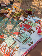 圣诞新年餐布户外露营野餐营地桌布台布年会布置装饰金闪闪地毯垫