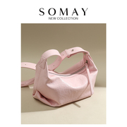 Somay包包女士2024粉色夏季单肩斜挎包软皮简约女包时尚小包