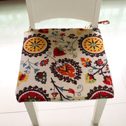 地中海棉麻坐垫系带椅垫可拆洗沙发垫学生板凳藤椅餐桌椅海绵座垫