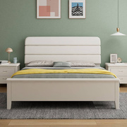 实木床现代简约1.5米1.8m双人主，卧婚床3小户型，小床白色单人床1米2