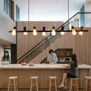 美式工业风餐厅创意简约长条多头灯北欧餐桌，办公室收银台吧台吊灯