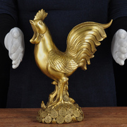黄铜金鸡摆件招财鸡大号黄铜生肖鸡风水工艺品家居客厅玄关装饰品