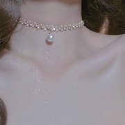 满天星珍珠项链女2023年潮轻奢，小众锁骨链，气质设计感高级颈链