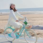 纽斯加24寸复古田园风淑女成人女士女款变速城市通勤自行车