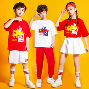 儿童啦啦队校园运动会开幕式，表演亲子卫衣幼儿园演出中国服装