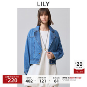 复古丹宁LILY2025春新款全棉宽松休闲西装领牛仔夹克外套女短款