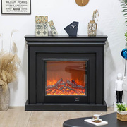 美式壁炉暖装饰柜黑色实木电视柜仿真法火焰别墅家用取器式壁炉架
