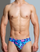d.m男泳裤低腰性感斑马豹纹紧身潮，泳装度假沙滩三角印花条纹运动