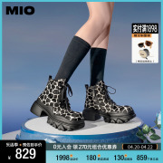 MIO米奥冬季靴子波浪厚底马丁靴前系带高帮登山靴女靴经典短筒靴