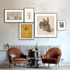 莫兰迪色系 小众艺术组合装饰画沙发背景墙北欧风格挂画金属画框