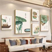 新中式客厅装饰画2022沙发，背景墙24节气，挂画不规则组合五连画