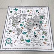 北欧风世界地图装饰卡通拍照背景，布道具(布道具，)儿童地毯爬行垫儿童房
