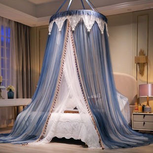 吊挂式圆顶蚊帐免安装双层纱公主儿童卧室床幔家用吸顶1米8 2米床