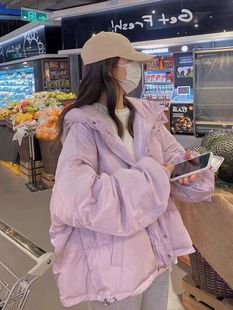冬季2023糖果紫色羽绒面包棉服仙女棉衣袄韩版宽松温柔风外套