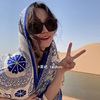 茶卡盐湖旅游拍照披肩女民族风穿搭川西青海湖大西北沙漠防晒围巾