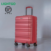 lightgo大容量行李箱男女，撞色红黑旅行箱拉杆箱，密码锁登机箱20寸