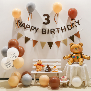 ins森系复古儿童1周岁宝宝，生日布置气球，装饰品背景墙场景拍照道具