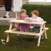 户外连体桌椅组合庭院，儿童野餐桌幼儿园游戏桌子，套件儿童实木家具