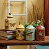 法式乡村做旧花鸟带盖收纳罐储物瓶桌面，摆件家居饰品陶瓷装饰工艺