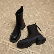 真皮平底靴子洋气时尚小短靴2023秋冬季韩系小踝靴女士马丁靴