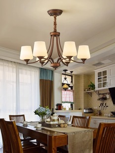 美式复古乡村客厅吊灯铁艺，古铜色现代简约现代主卧室餐厅灯具