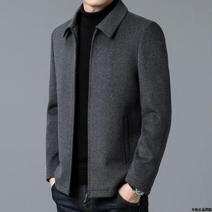 高端款羊毛毛呢大衣外套男短款秋冬季装加厚行政，中年男士呢子夹克