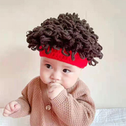 婴幼儿搞笑爆炸头帽宝宝，可爱假发帽子网，红儿童个性头男女童卷发帽