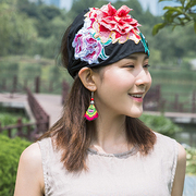 帽子女夏季民族风复古薄款绣花帽杨丽萍遮白发头饰帽子同款头饰帽