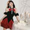 masionwester闪耀的焦点高级感轻奢小圆舞曲黑红连衣裙礼服
