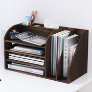 书架桌上学生小书柜子办公收纳桌面，置物架实木架子书桌书橱储物架