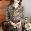 香港timo优雅时髦高级设计感双层娃娃领豹纹衬衫，女ins潮春装上衣