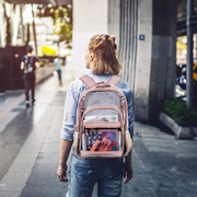 双肩包女中学生个性创意，透明高中书包男大包包果冻包游泳(包游泳)防水背包