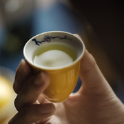 隐梅品杯 手绘黄釉梅花全手工陶瓷茶杯复古功夫茶具 闲趣别院