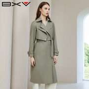BXV双层领风衣女中长款长过膝2023秋季气质大牌系带外套时尚
