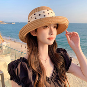 ZTan  夏季帽子女草帽旅游出行沙滩帽大沿防晒遮阳帽翘沿太阳帽