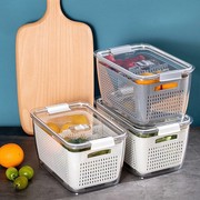保鲜盒双层日式沥水收纳盒厨房带盖大容量果蔬储藏盒日本洗菜篮