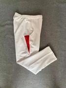 春秋冬男女纯棉裤子纯白色，拼接红色三角加绒加厚运动长裤