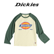 dickies童装男童女童t恤春新logo印花撞色插肩袖拼接儿童长袖t恤