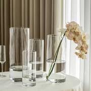 大号直筒透明玻璃花瓶客厅，鲜花落地富贵竹，水培插花ins风摆件