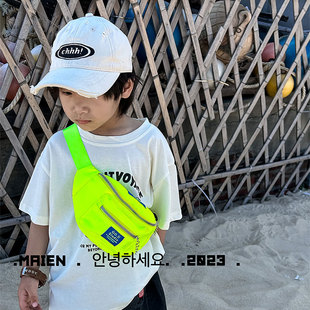 运动风儿童包包男童潮酷斜挎包，韩系小宝宝胸包荧光色小孩夏季腰包