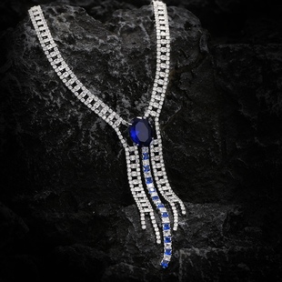 蓝水晶项链高级感彩宝系列短款锁骨链衣服配饰复古奢华网红挂链女