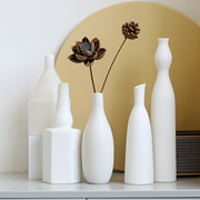 小口细口干花艺白色花艺，陶瓷简约现代陶瓷，花瓶家居摆件水养插花