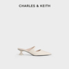 CHARLES&KEITH春夏女鞋CK1-61720118时尚尖头粗跟穆勒拖鞋女外穿