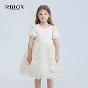 rbigx瑞比克童装，秋季潮流百搭儿童，淑女公主裙短袖蓬蓬连衣裙